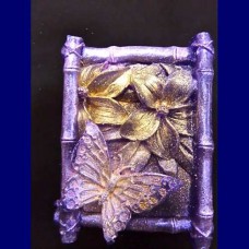 soap..butterfly, purple and gold .